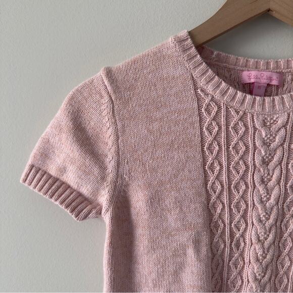 Lilly Pulitzer Pink Cable Knit Short Sleeve Sweater cotton/dehaired angora blend - Picture 3 of 10